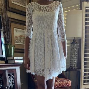 Free People White Lace Dress EUC Sz 4